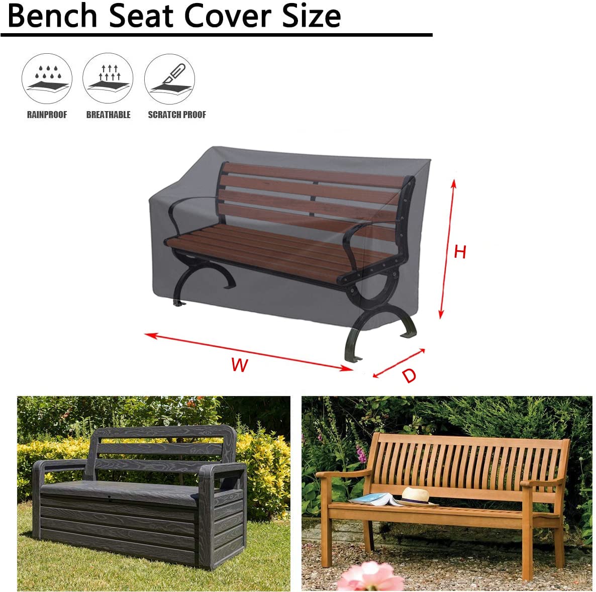 Kingling Outdoor Bench Covers Fits for 50-52 inch Outdoor Garden Bench