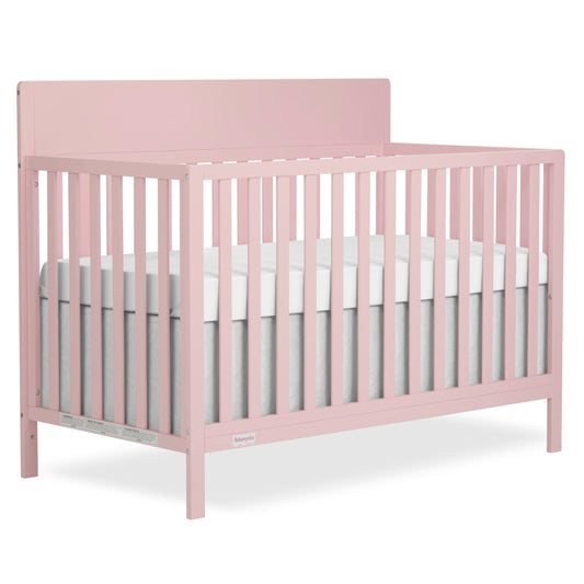 Fisher-Price Meadowbrook 4-in-1 Convertible Full Size Baby Crib, Wooden Nursery Furniture, Converts to Toddler Bed with Guardrail, Daybed & Full-Size Bed, Greenguard Gold & BSA Certified, Pink