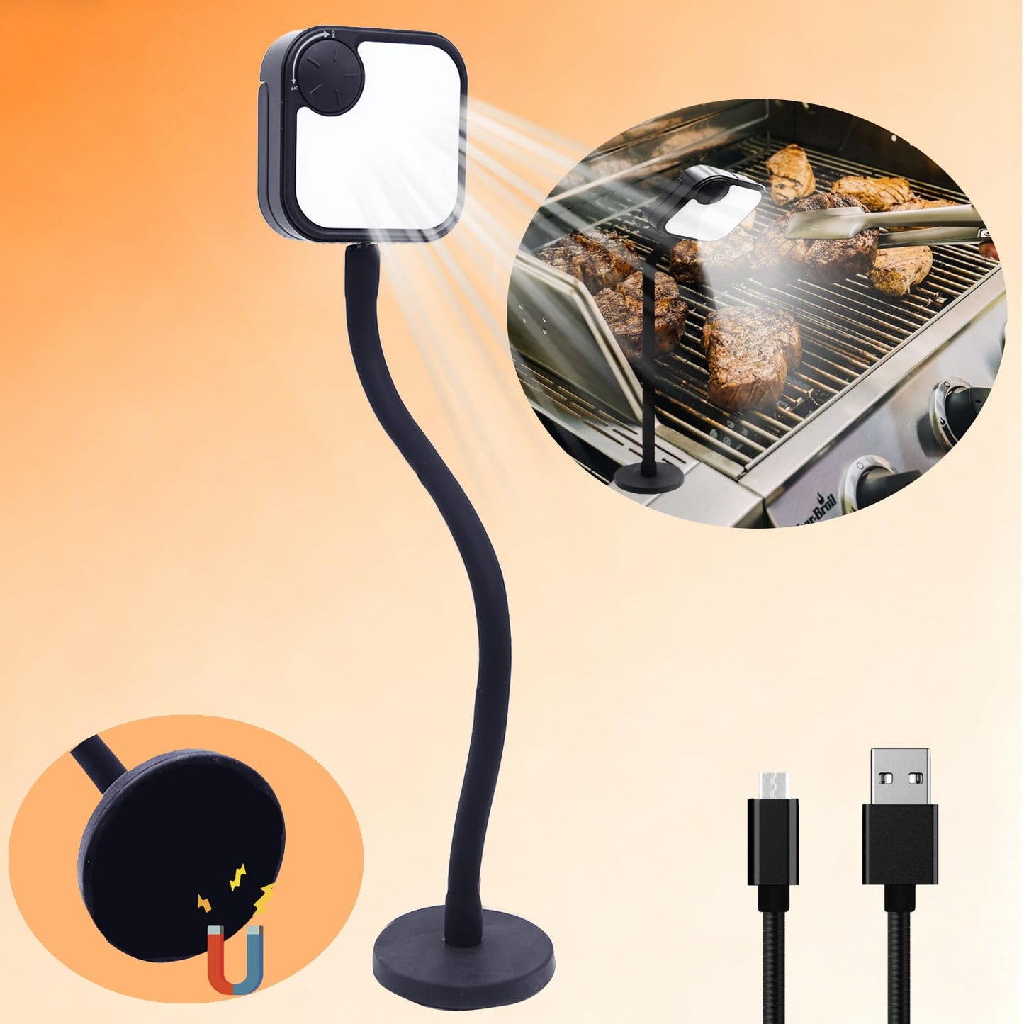 Rechargeable BBQ Grill Lights for Outdoor Grill, Magnetic Grill Lights for Outdoor Barbeque (BBQ Grilling Gifts)