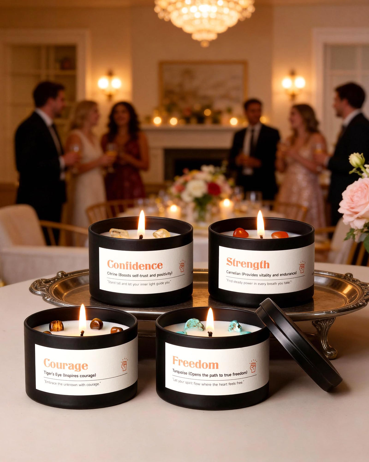 AOOVOO Crystal Empower Candles Set for Women - Soy Candle for Home Scented