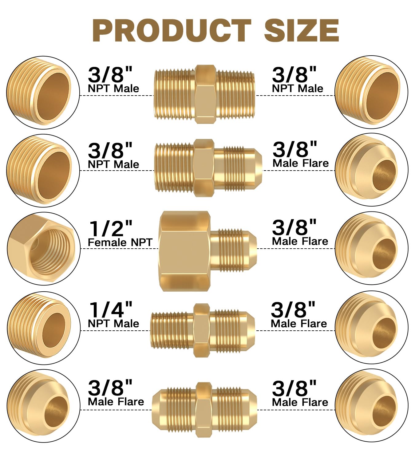 Upgraded 12Feet High Pressure Braided Propane Hose Extension with Conversion Coupling 3/8" Flare to 1/2" Female NPT, 1/4" Male NPT, 3/8" Male Flare for BBQ Grill, Fire Pit, Heater