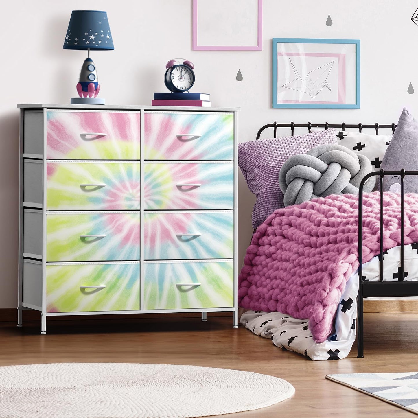 Sorbus Kids Dresser with 8 Drawers - Storage Unit Organizer Chest for Clothes - Bedroom, Kids Room, Nursery, & Closet (Tie-Dye, 31.5 x 12 x 32-8 Drawer)