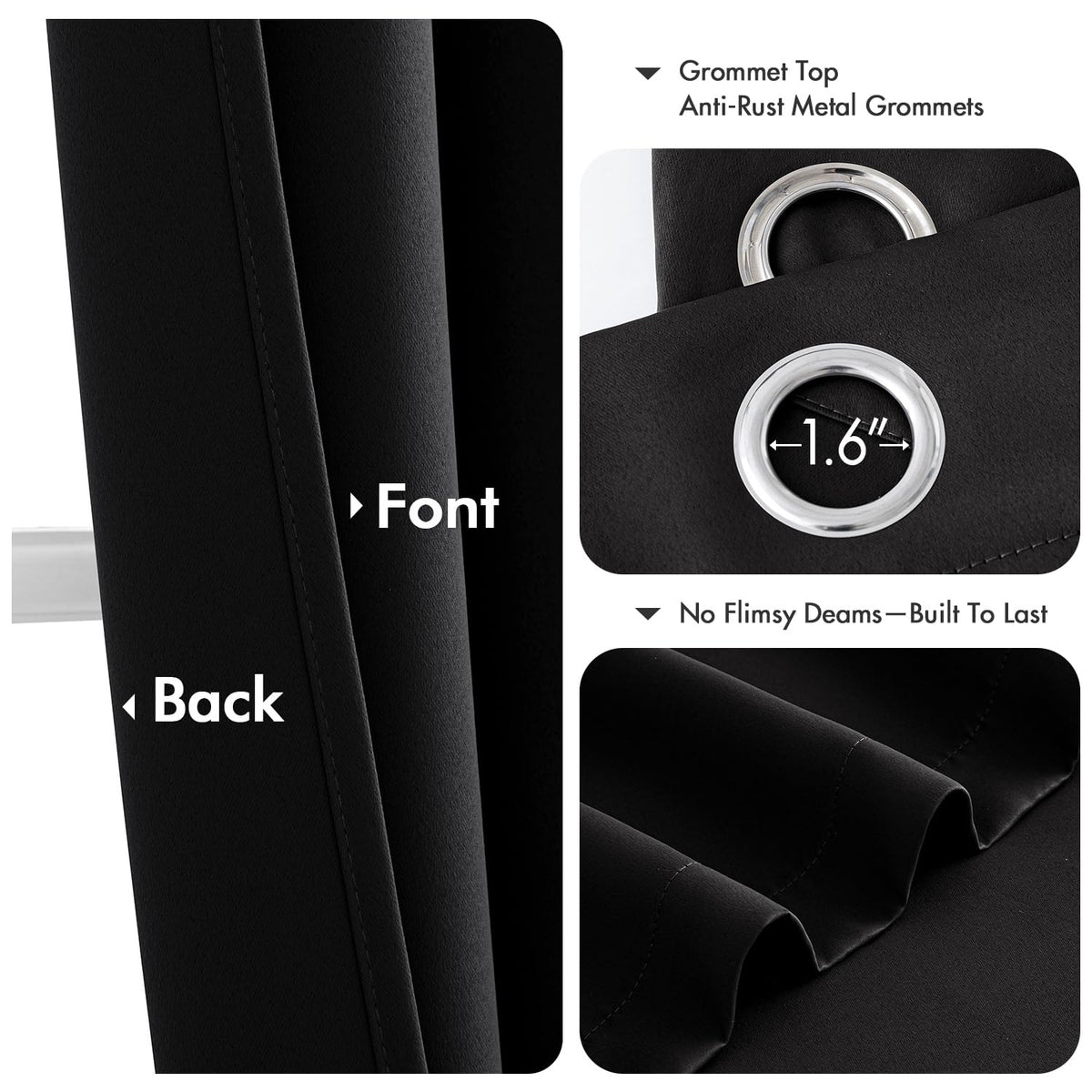 MIULEE Blackout Curtains for Bedroom 2 Panels 40 x 84 Inch Long Black