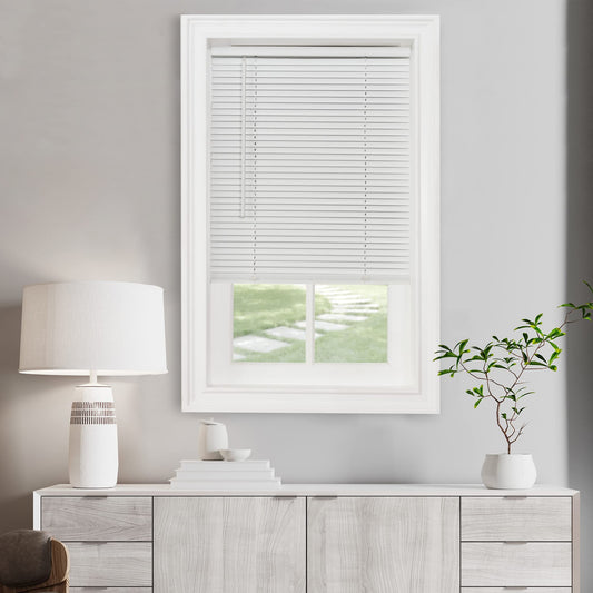 Cordless Light Filtering Mini Blind, 28 x 48 in, Pearl White