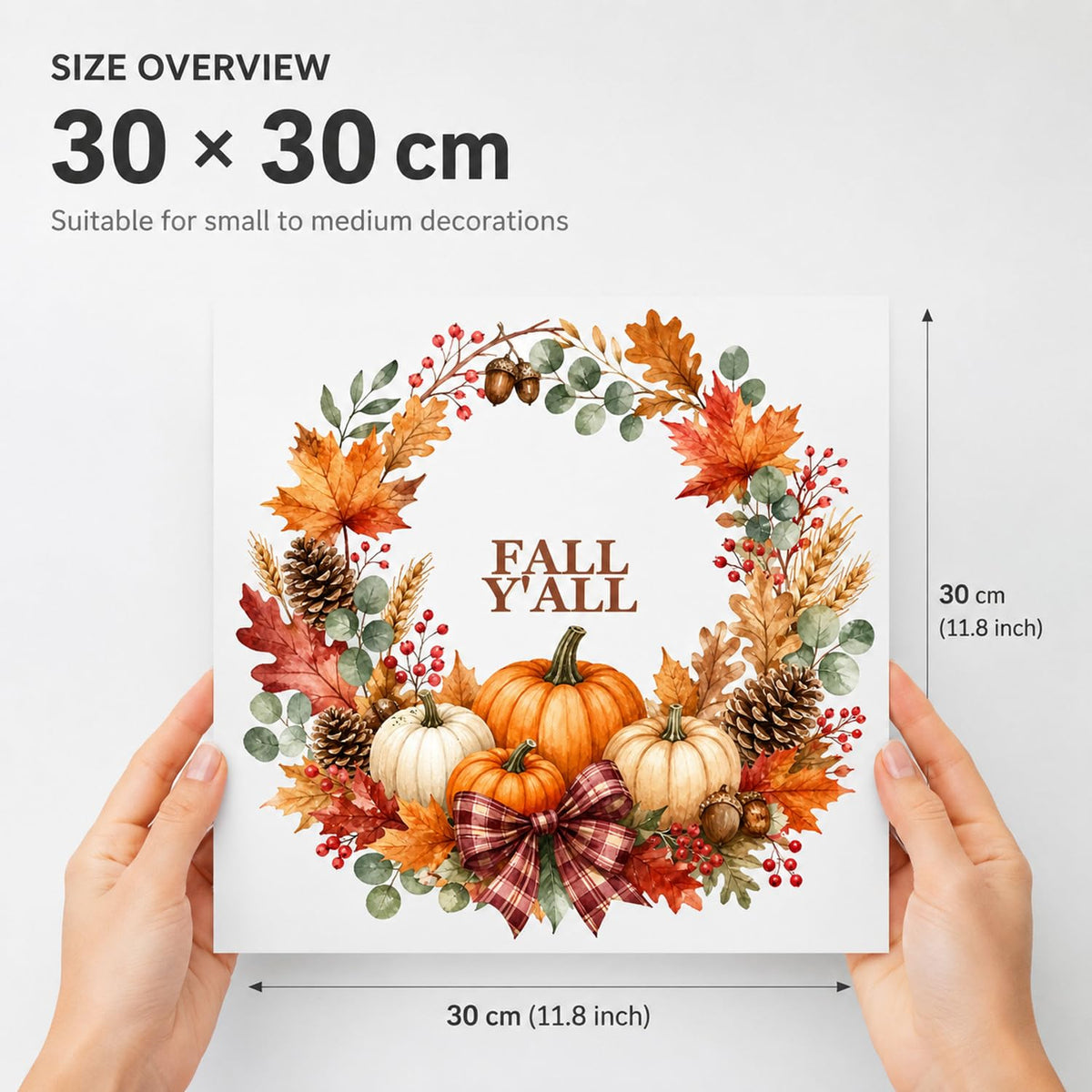 RIICFDD Fall Window Clings Red Plaid Bow Wreath Window Decals 1 Sheet