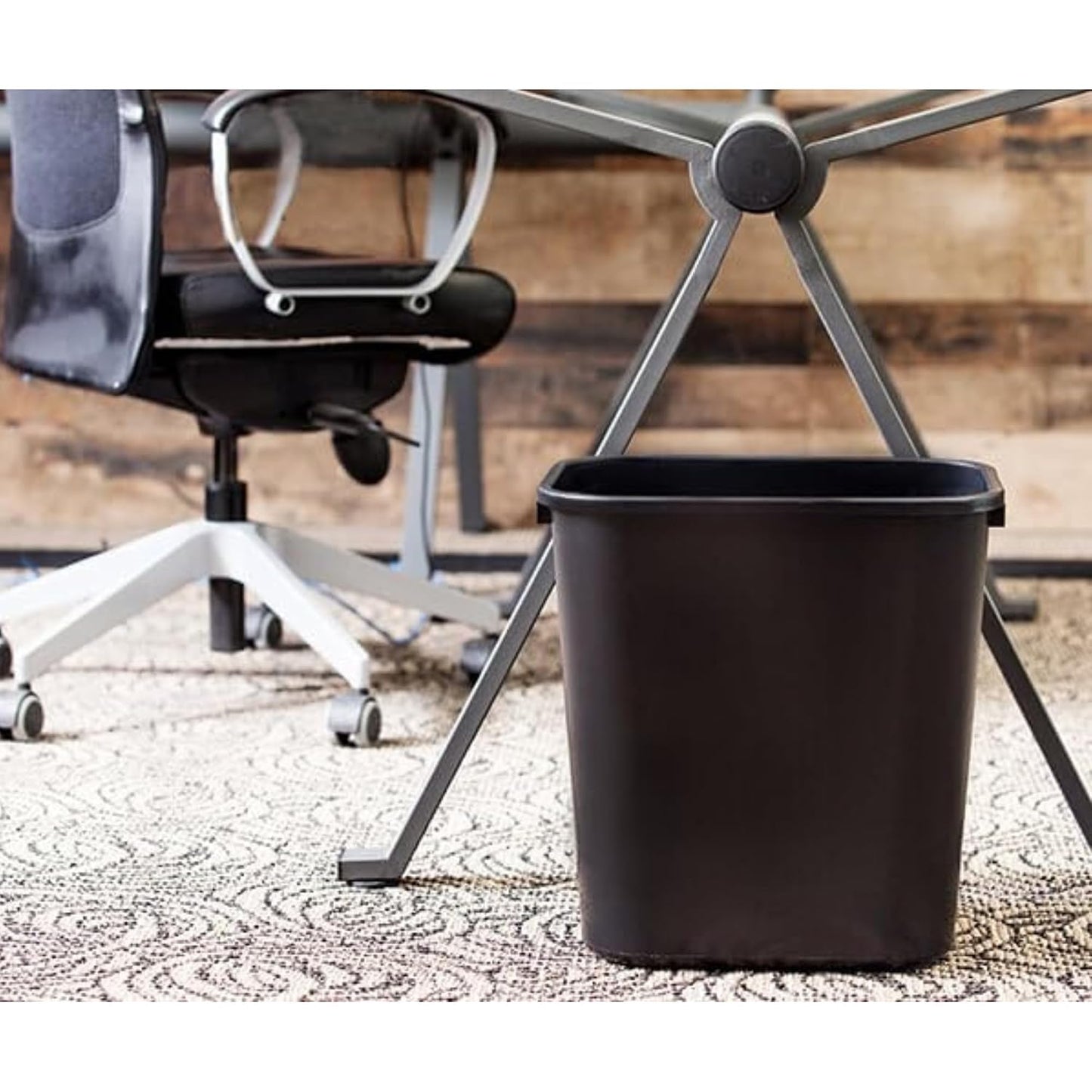 3.5 Gallon Black Wastebasket Under Desk Plastic Trash Can | 5 PACK