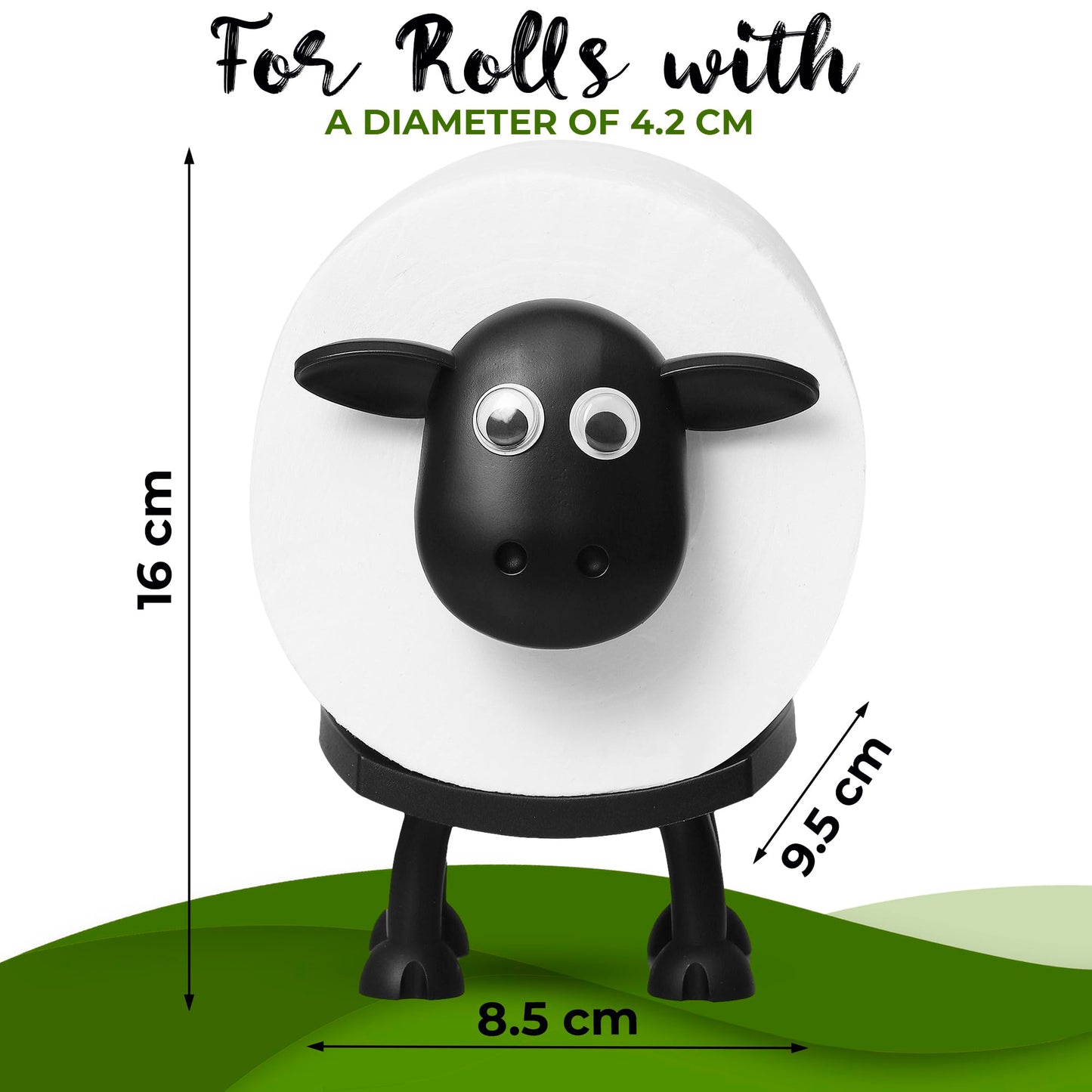 VELENTI Sheep Toilet Roll Holder - Funny Toilet Paper Holders Free Standing Cute Bathroom Decor - Premium 3D Printed Black Sheep Loo Rolls Holder - Hilarious Tissue Paper Roll Storage - Set of 3