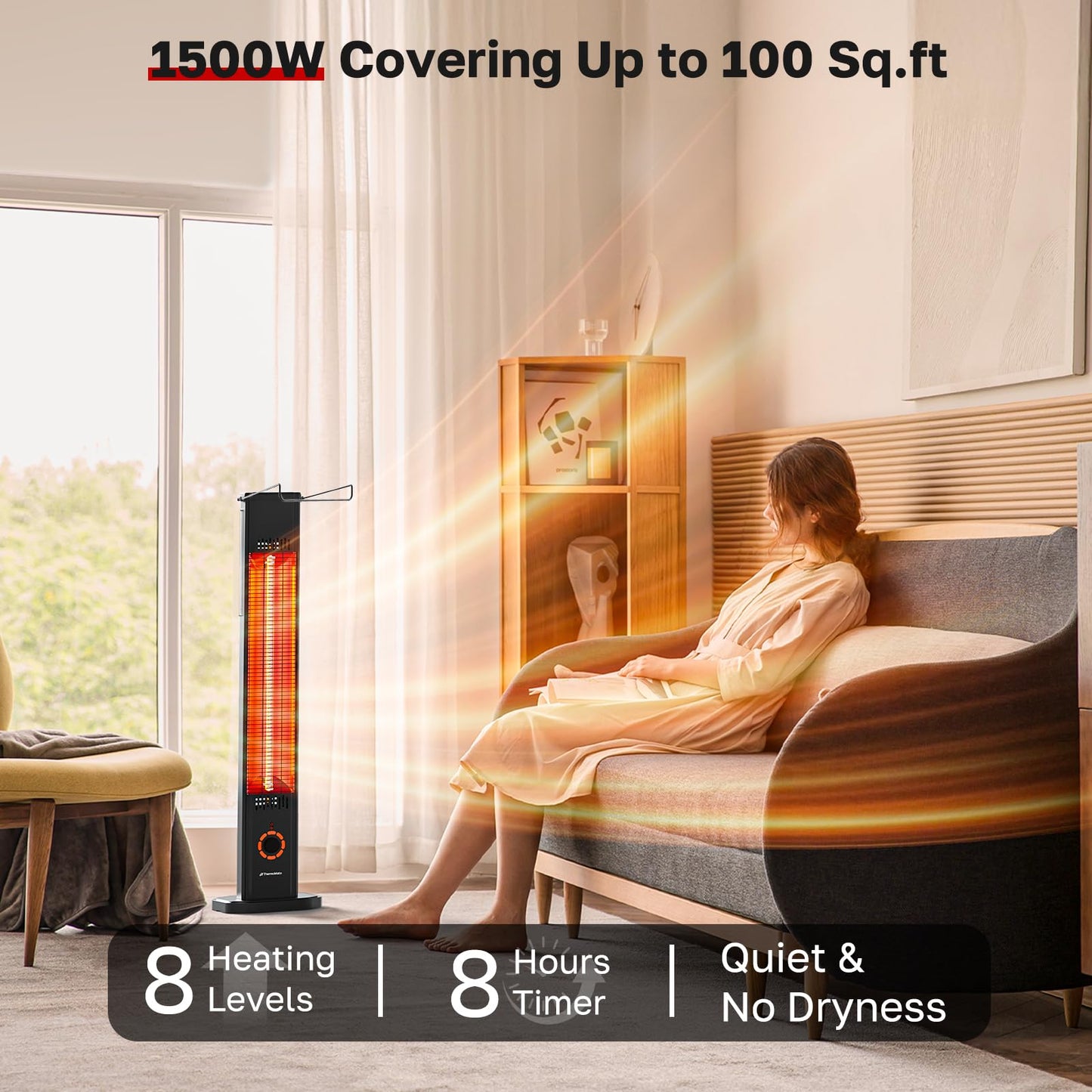 ThermoMate 1500W Electric Patio Heater, Black