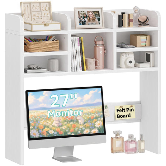 IGERI 37 Inch White Desk Hutch Dorm Top Only with Felt Board for College