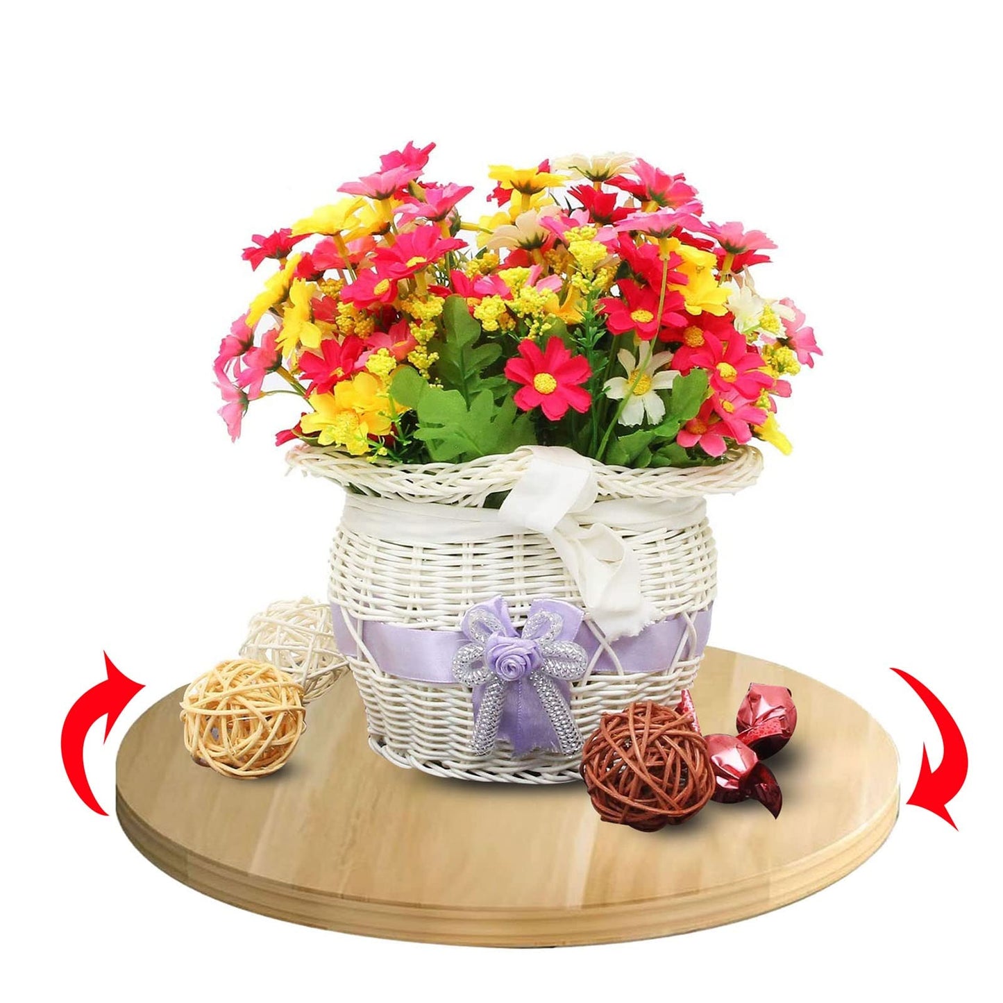 Rotating Turntable 360 Degree Rotating Wooden Platform, Flat Monitor Platform, Swivel TV Stand, Round Bonsai Turntables, for Large Screen TV/Monitor/Bonsai Plants