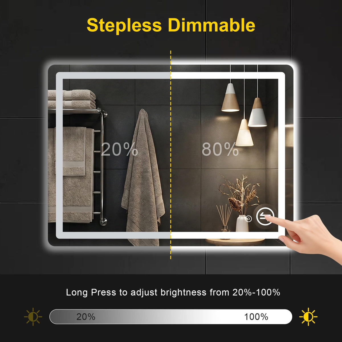 LED Bathroom Mirror with Lights, 30"x40" Lighted Vanity Mirror for Wall