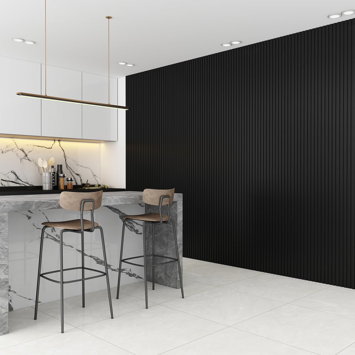 VESLARA Slat Wall Panel 8-Pack, 108’’x6.3’’, Black