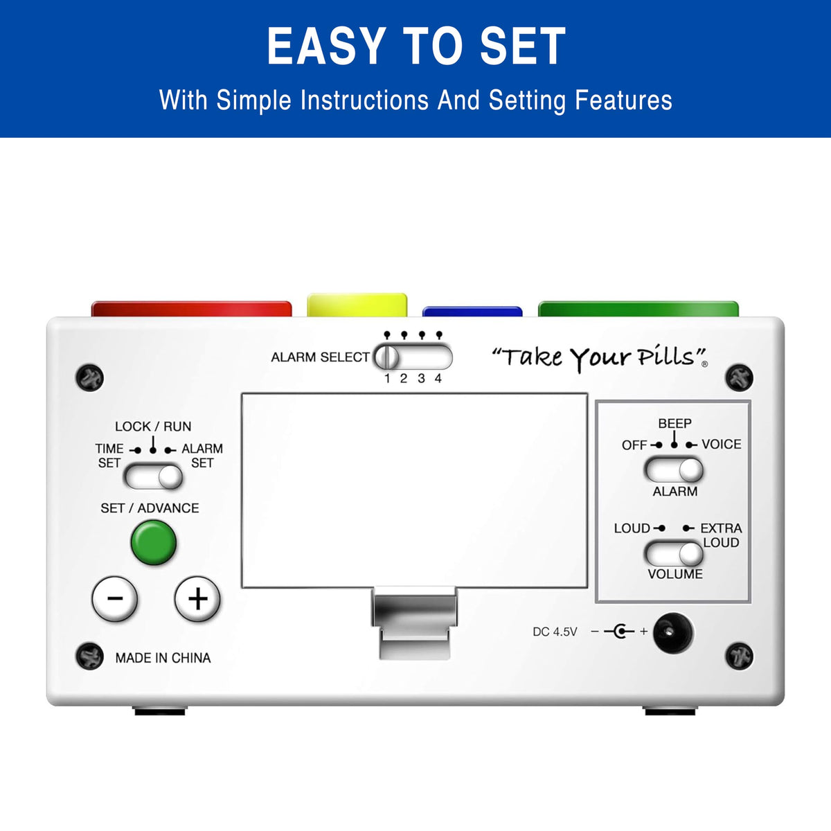 MEDCENTER Digital Talking Medication Alarm Clock for Seniors