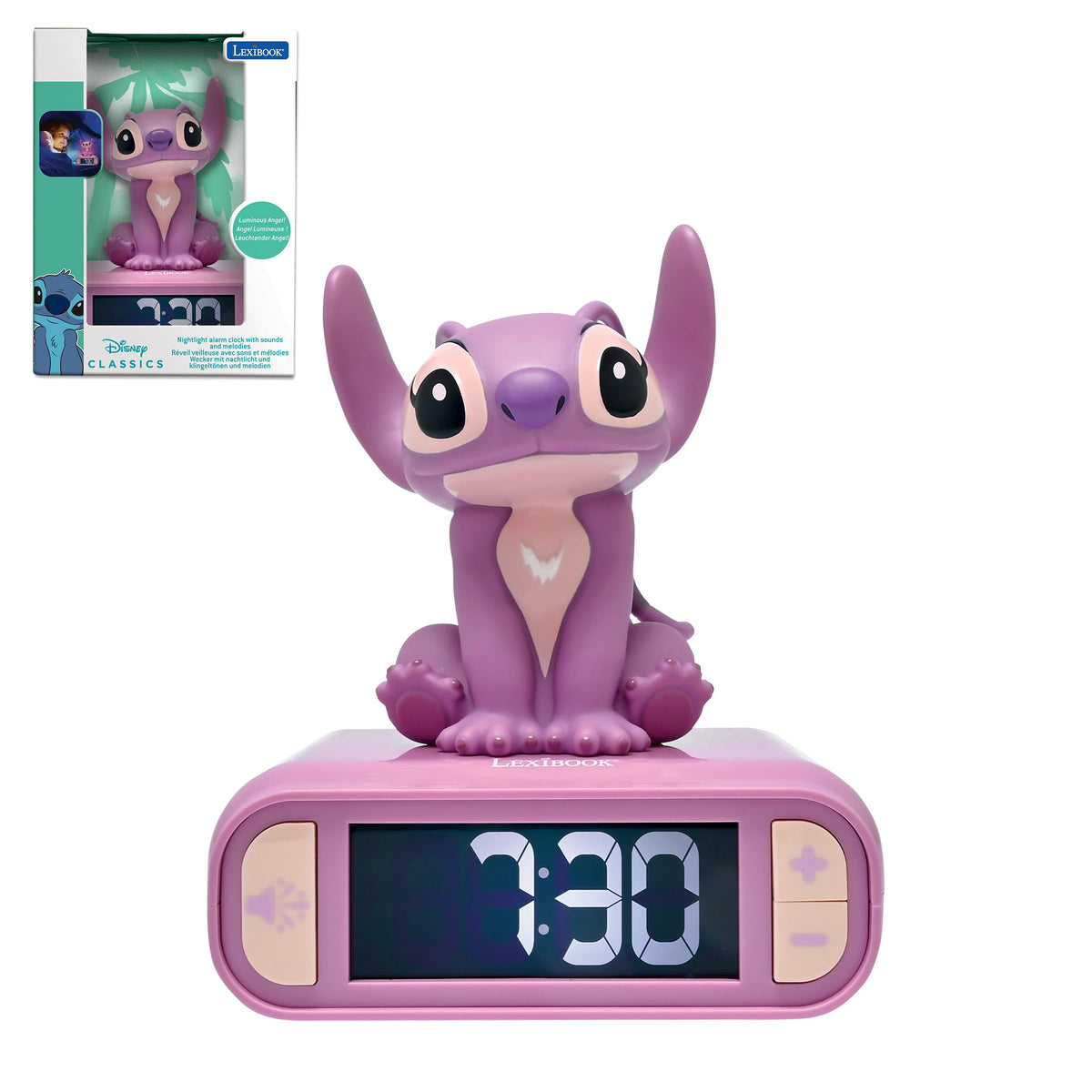 LEXiBOOK, Stitch Angel Nightlight Alarm Clock, RL800D1