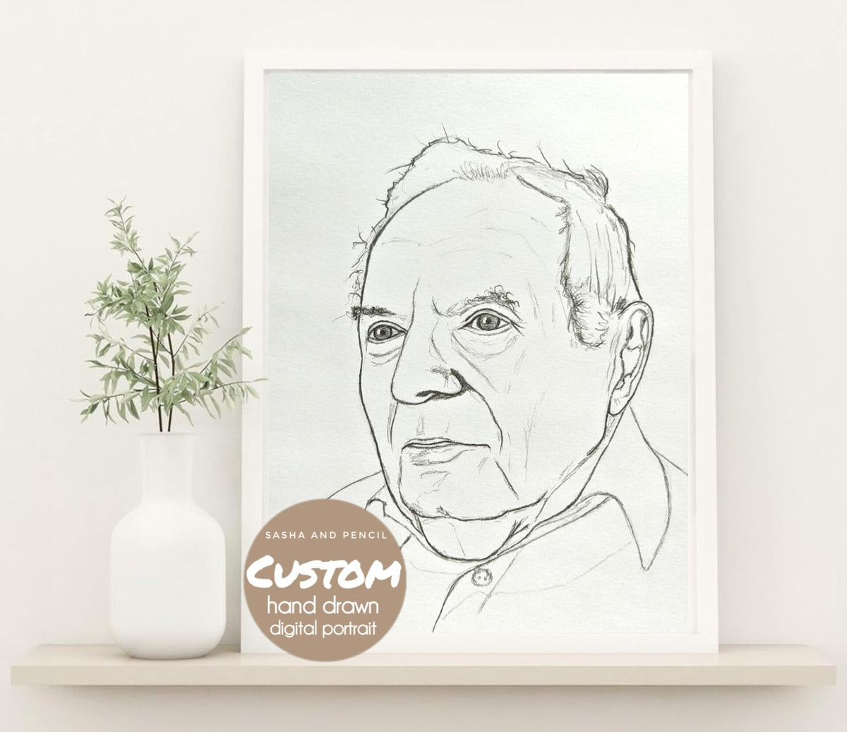 Personal drawing sketch from photo, male female custom portrait of woman man, Handmade individual face drawing to order, personalized sketching gift for wife child pet dog mother (DIGITAL DOWNLOAD ONLY)