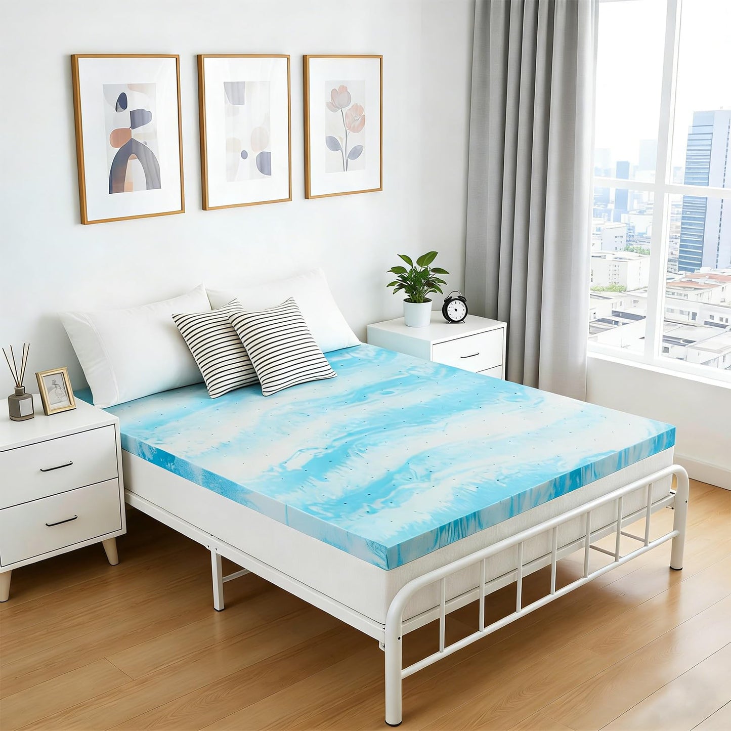 IULULU King Size Mattress Topper, 2 Inch Gel Memory Foam Topper, Light Comfort Upgrade, CertiPUR-US Certified