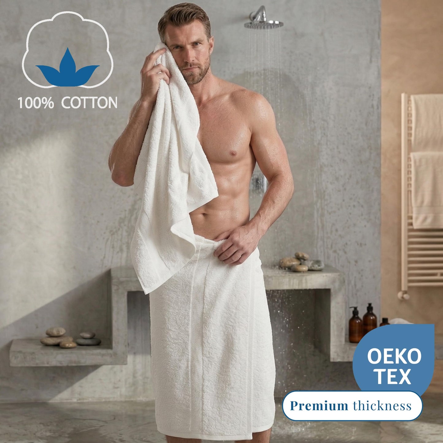TOWELTIQUE Oversized Bath Towels - 36 x 72 Extra Large Organic Cotton Bath Sheets for Adults | Jumbo Hotel-Size, Ultra Absorbent & Soft | 2 Pack