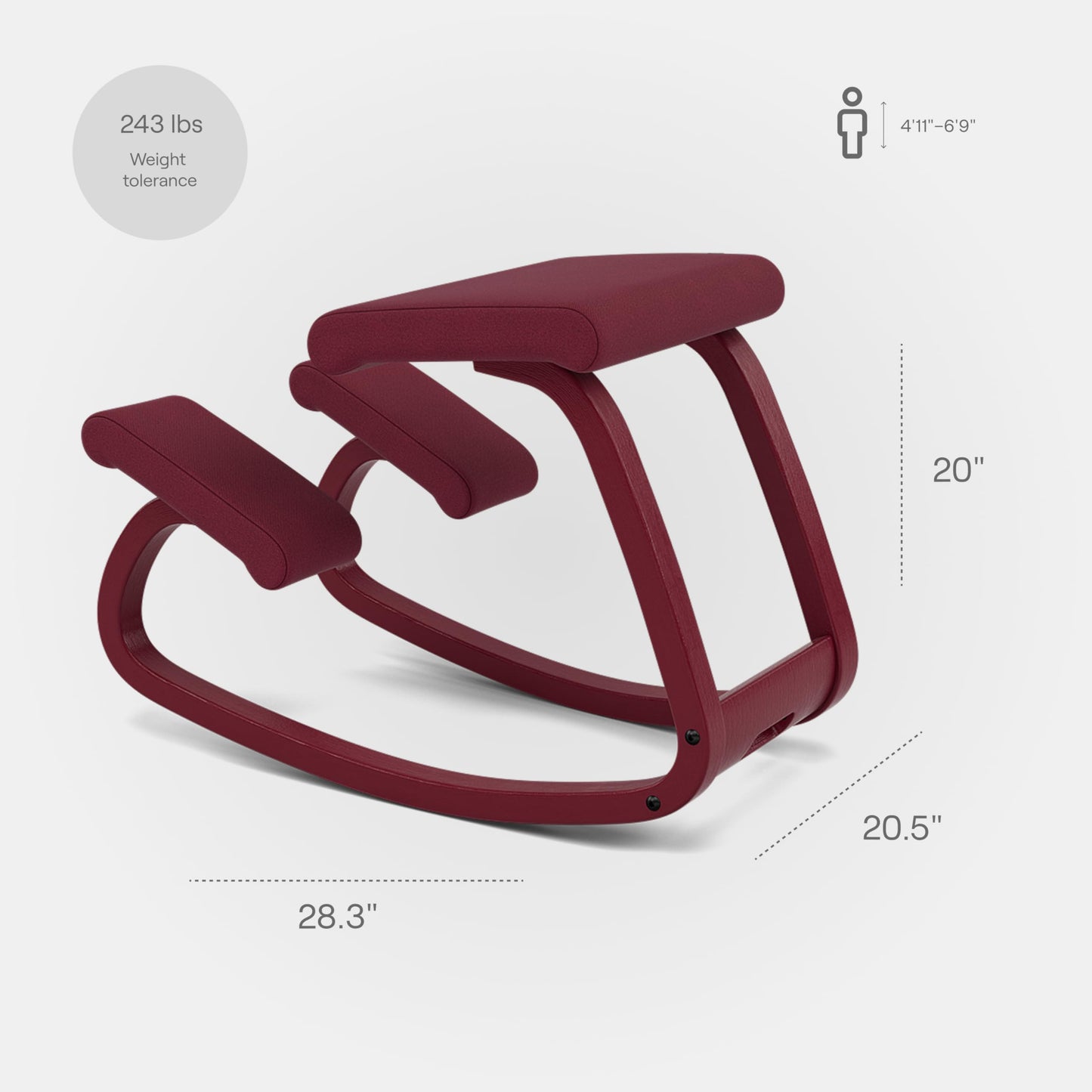 Varier Premium Ergonomic Kneeling Office Chair – Heavy Duty Posture Corrector Seating, Luxury Home Office Desk Chair, Adjustable Office Chair Solution for Back Pain Alleviation