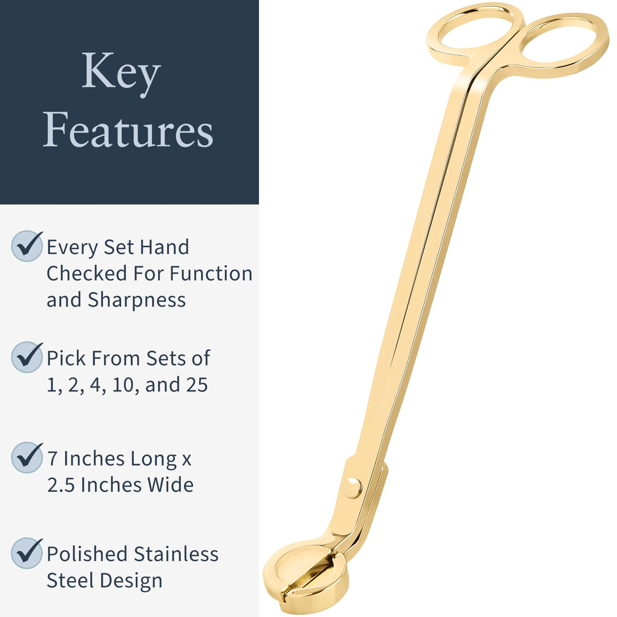 Airy Abode Candle Wick Trimmer 25 Pack, 7 Inch Stainless Steel Wick Cutters for Candles, Bulk Candle Trimmers for Cleaner Burn and Less Soot, Gold
