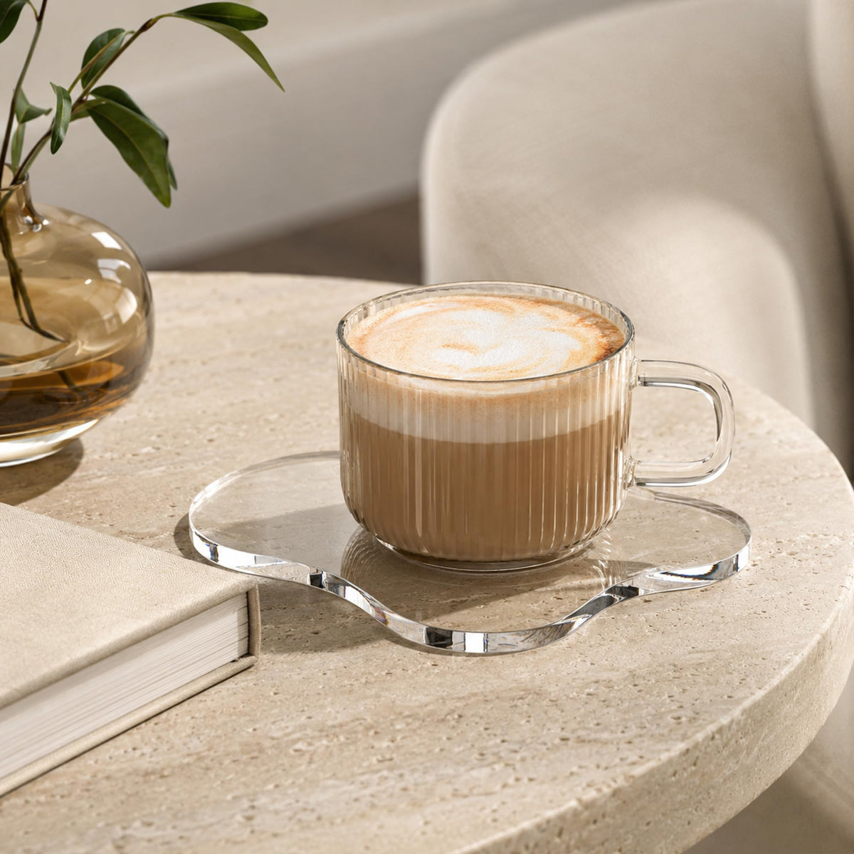 Leadiy Acrylic Coaster Decorative Plates, Irregular Bar Drink Coaster, Clear Cloud Shape Coffee Cup Coaster, Perfect for Tabletop Protection and Accessories Display.(Clear)