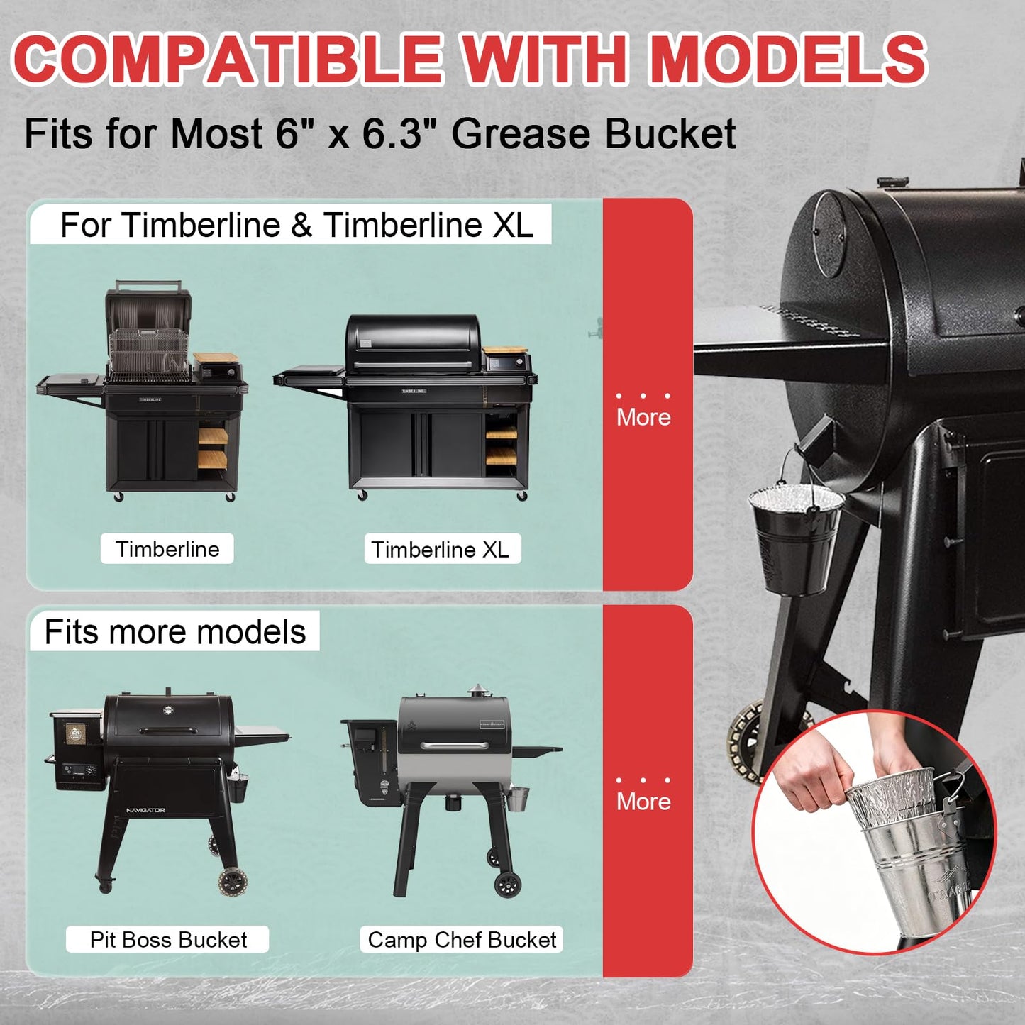 WEBROIL 30 Packs BAC608 Grease Bucket Liner for Traeger Timberline and Timberline XL Pellet Grills, Traeger Lronwood, Lronwood XL Disposable Grill Liner, Traeger Flatrock Accessories Drip Tray Liners