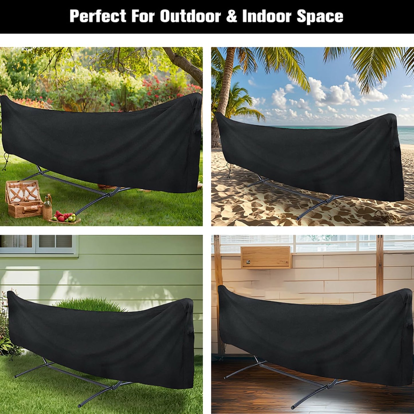 Wothsi Outdoor Hammock Cover 122 x 7 x 32 inch – Waterproof Heavy Duty Hammock Stand Cover, Fits Curved and Straight Frame Hammocks