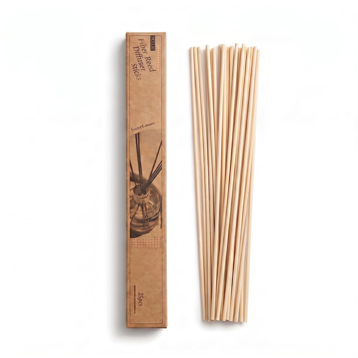 VFULIE 25PCS Reed Diffuser Sticks, Refill Replacement for Aroma Fragranc (25, Natural)