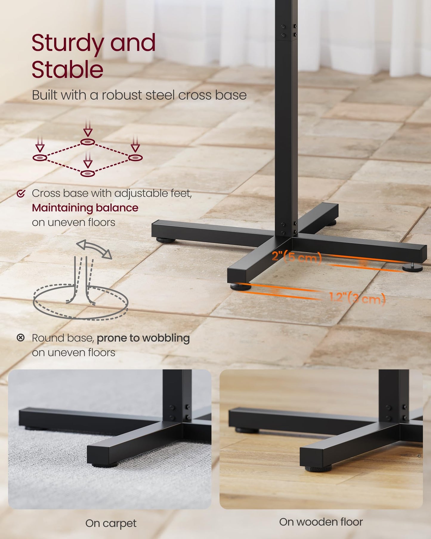 VASAGLE Round Cocktail Table, High Top Bar Pub Table with Metal Frame and Cross Base, for 2-3 People, Modern, Easy to Assemble, 22.8 x 41.1 Inches, Ebony Black ULBT361BE01S