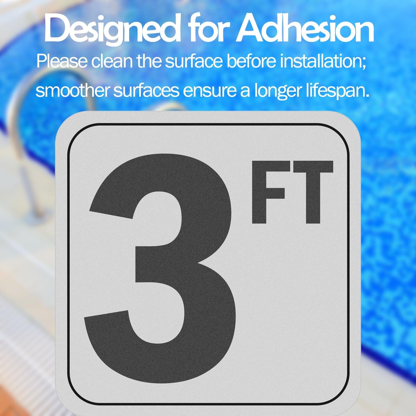 4FT Pool Depth Stickers, Anti-Slip Vinyl Markers - 6x6 Inches, Waterproof, Safety Number Signage for Swimming Pool Decks (4ft)
