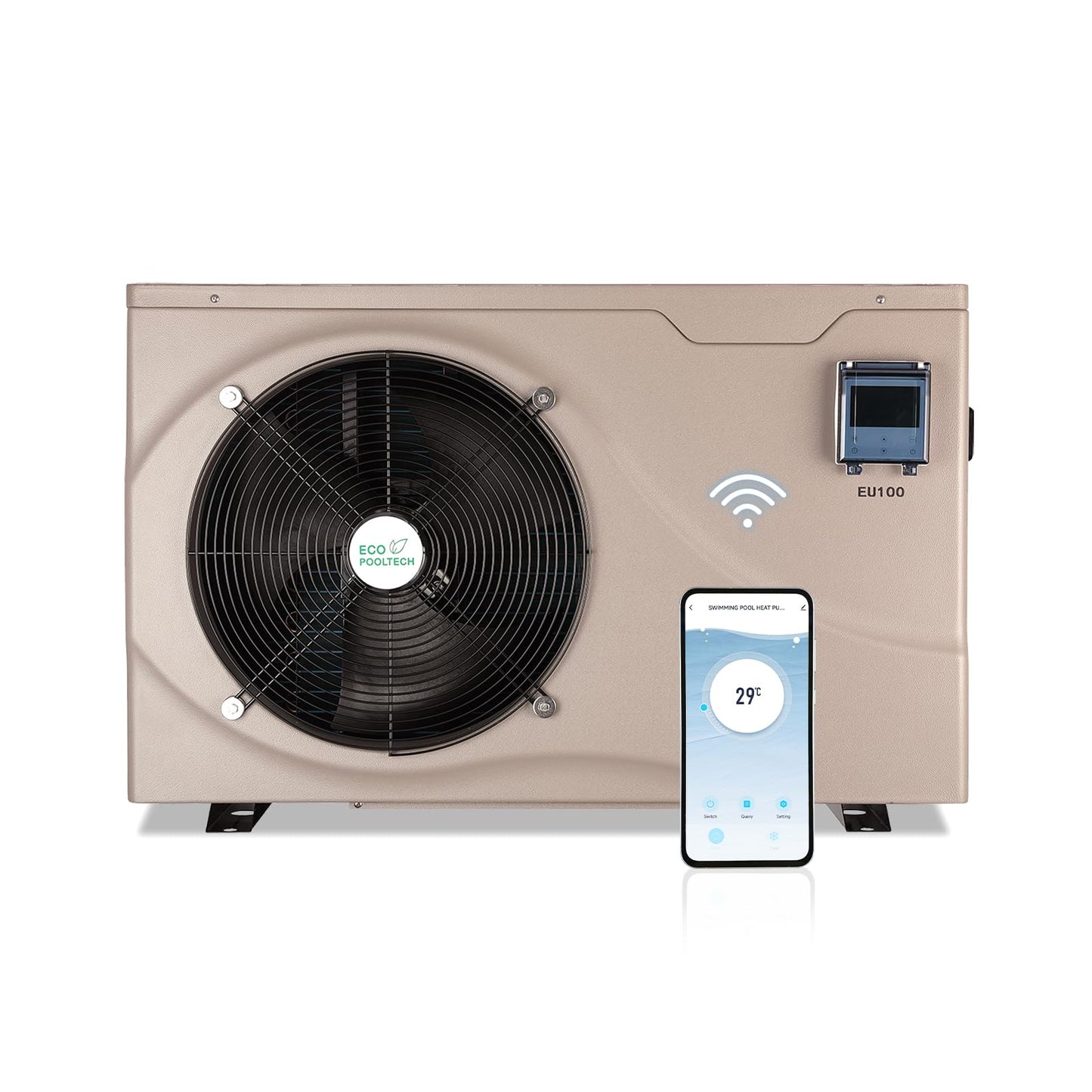 ECOPOOLTECH Ultra Inverter Swimming Pool Heat Pump | Pool Heater for Above Ground and Inground Pool (up to 10000 Gal) | Heating and Cooling| Smart WiFi Control| Automatic Defrost