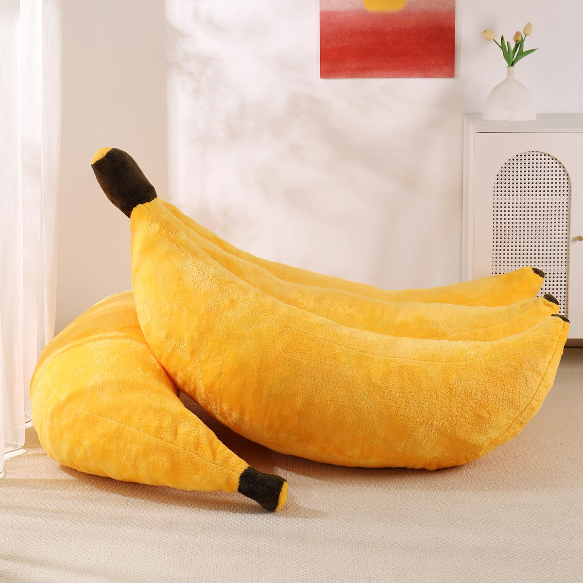 IEVENW Banana Bean Bag Chair with Ottoman, Floor Sofa Bed with Footrest