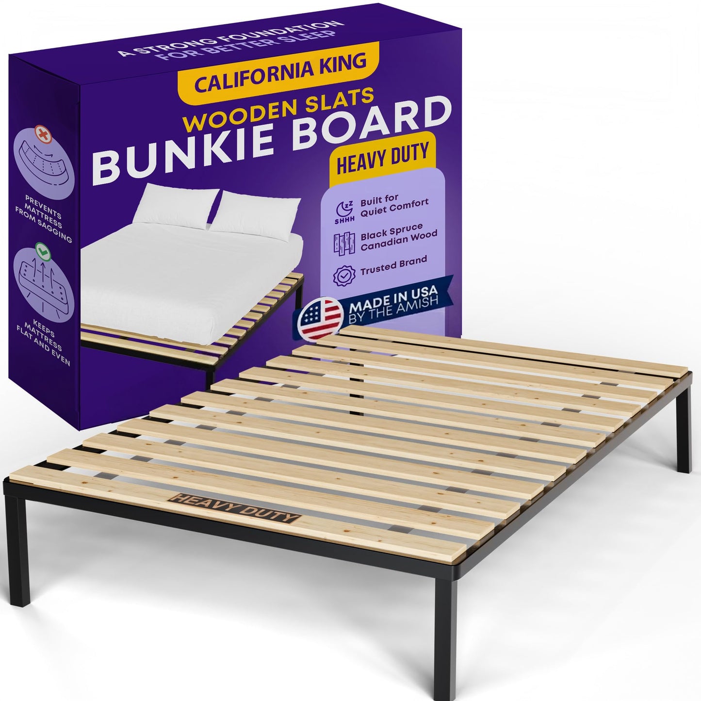 Greaton, 0.68-Inch Heavy Duty Horizontal Wooden Bunkie Board/Bed Slats, California King, Beige