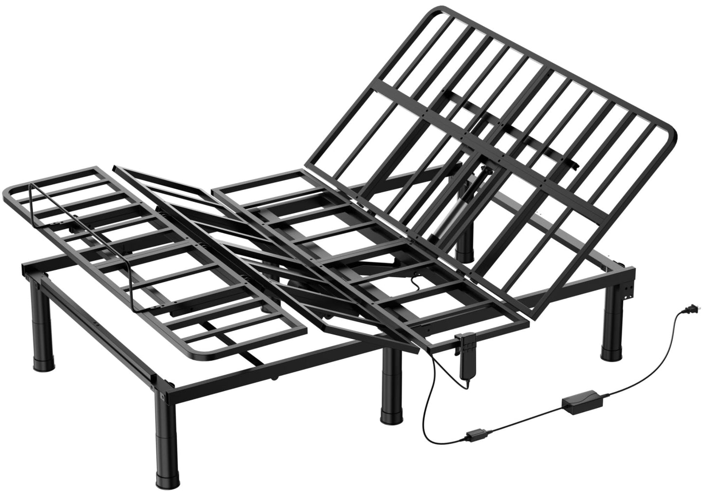 SunsGrove Full Adjustable Bed Frame, Wired Remote Control, Independent Head and Foot Incline, Electric Bed Frame Base, Adjustable Bed Leg with 2 Height Options, Easy Assembly