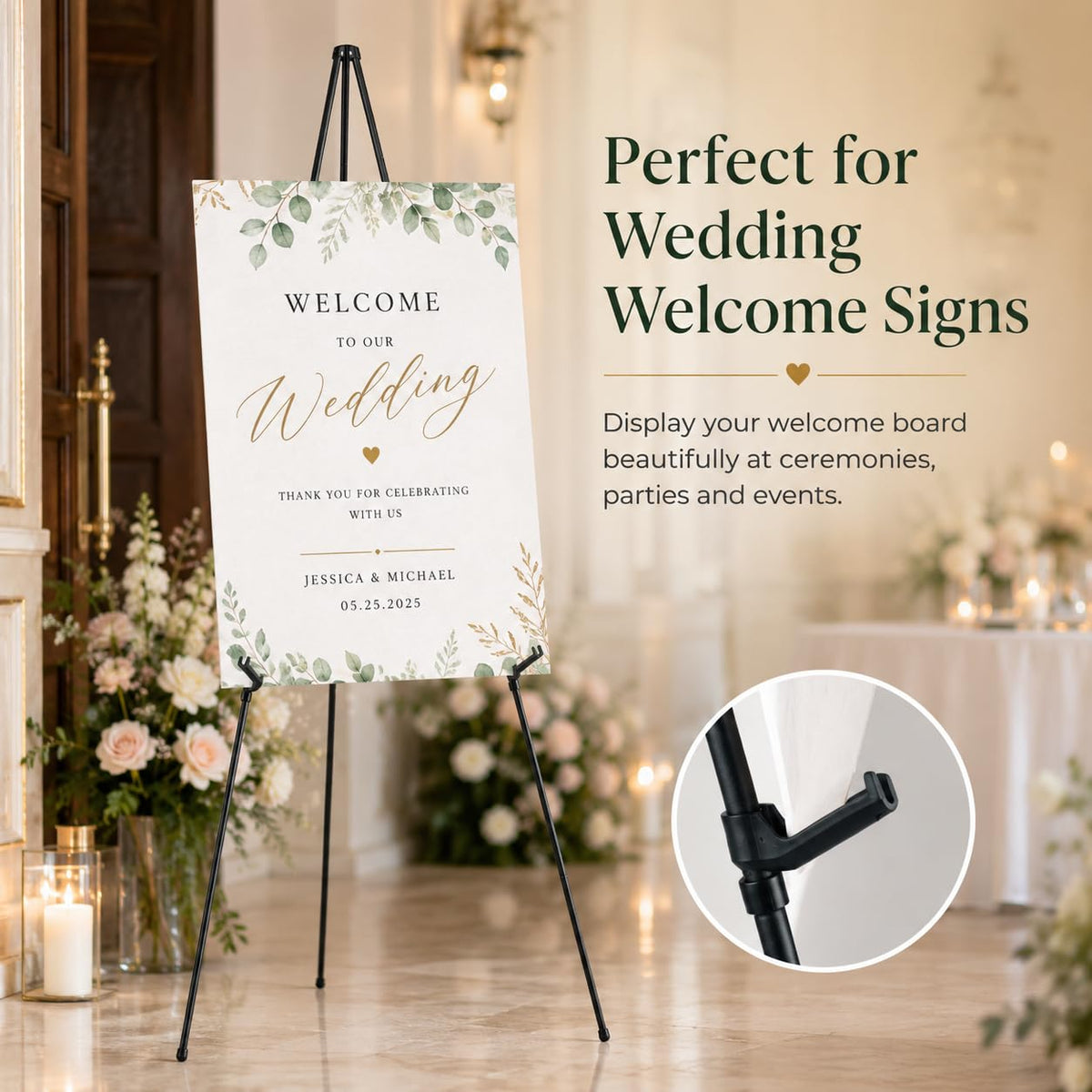 RRFTOK 63 Inch Easel Stand for Sign, Poster Stand and Wedding Sign
