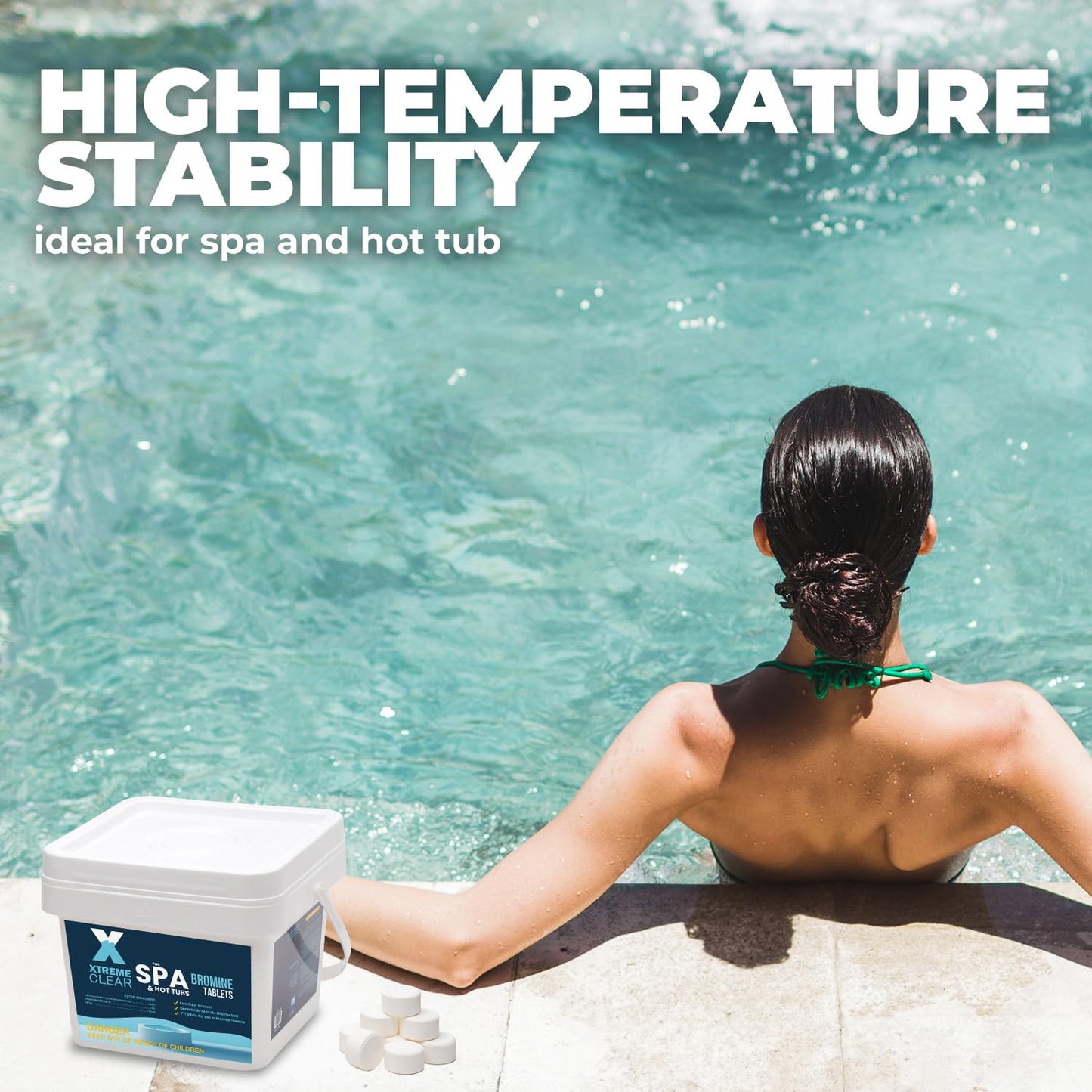 Xtremeclear 5 lbs Bromine Tablets for Spa & Hot Tub – 1-Inch Tablets, Restores Water Clarity, Low-Odor Sanitization Slow-Dissolving, Long-Lasting for Clean Water, 5-Pounds Bucket