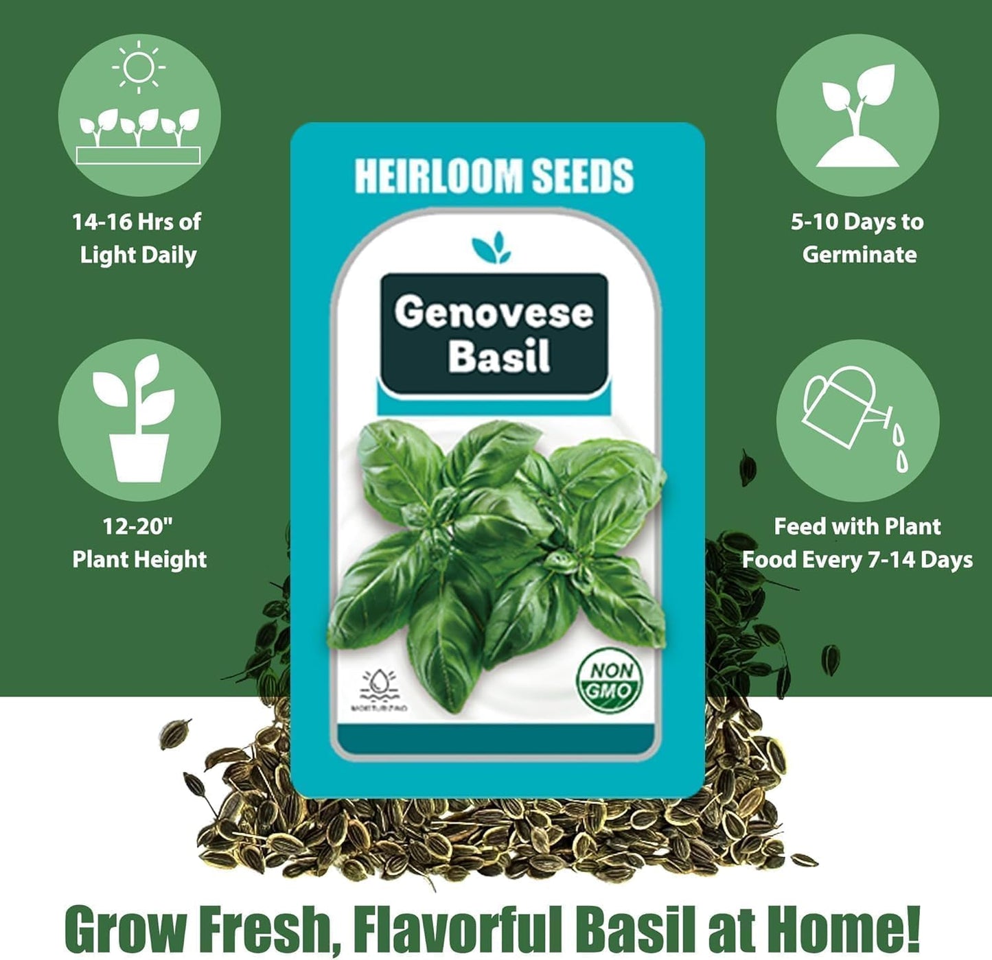 Basil Seed Pods for AeroGarden - 12 Hydroponic Refill Herb Pods with Seeds of Genovese Basil for Most Hydroponic Systems of Ahopegarden, GARDENCUBE, iDOO, and URUQ, Grow Your Own Herb Garden at Home