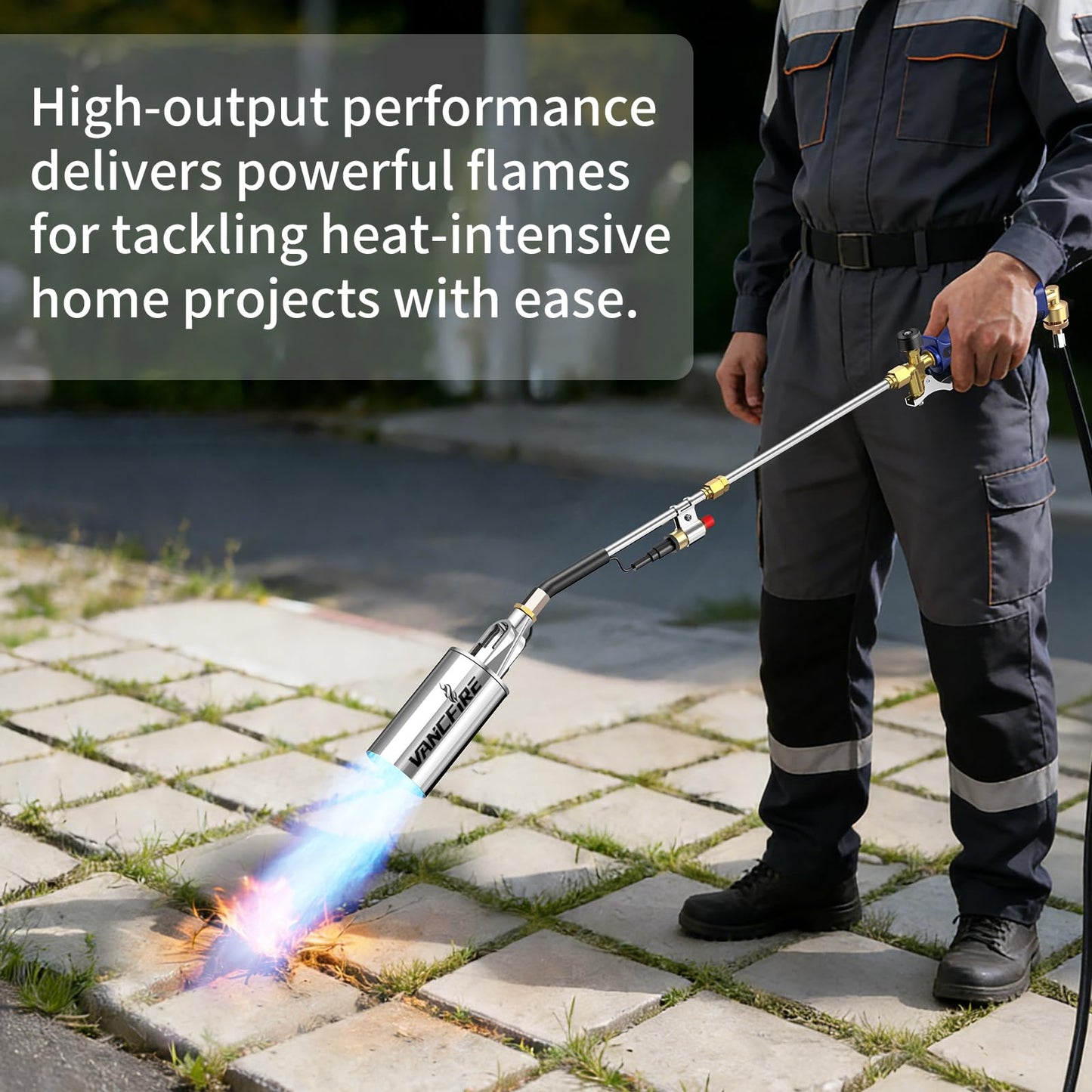 Propane Torch Weed Burner Kit with Storage Bag,35.4" High Output Blow Torch with Long/Short Mode & 12.5FT Hose,Heavy Duty Flamethrower with Turbo Trigger for Weeding,Asphalt Melting,Ice Snow Melting