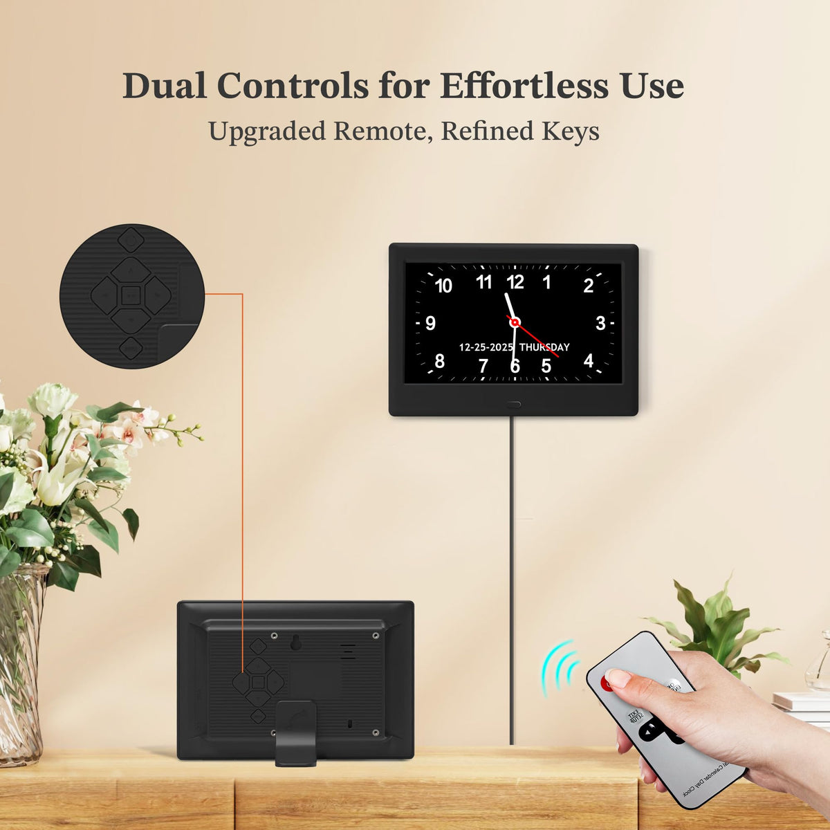 7'' Dementia Clocks for Seniors, Large Display Digital Clock with Date Time