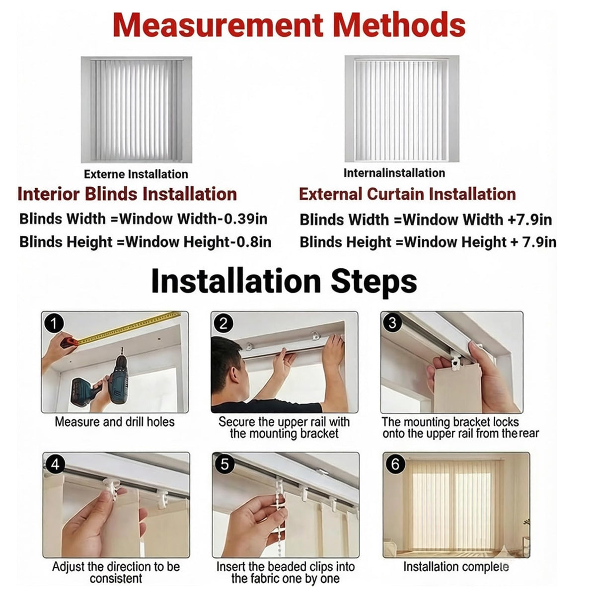 Interiors Vertical Blinds, 92" 98" 102" 108" 110" Vertical Blinds for Sliding Glass Doors, Panel Track Vertical Windows Shades, Privacy Blackout Sliding Door Blinds for Large Windows(108" W x 84" H)