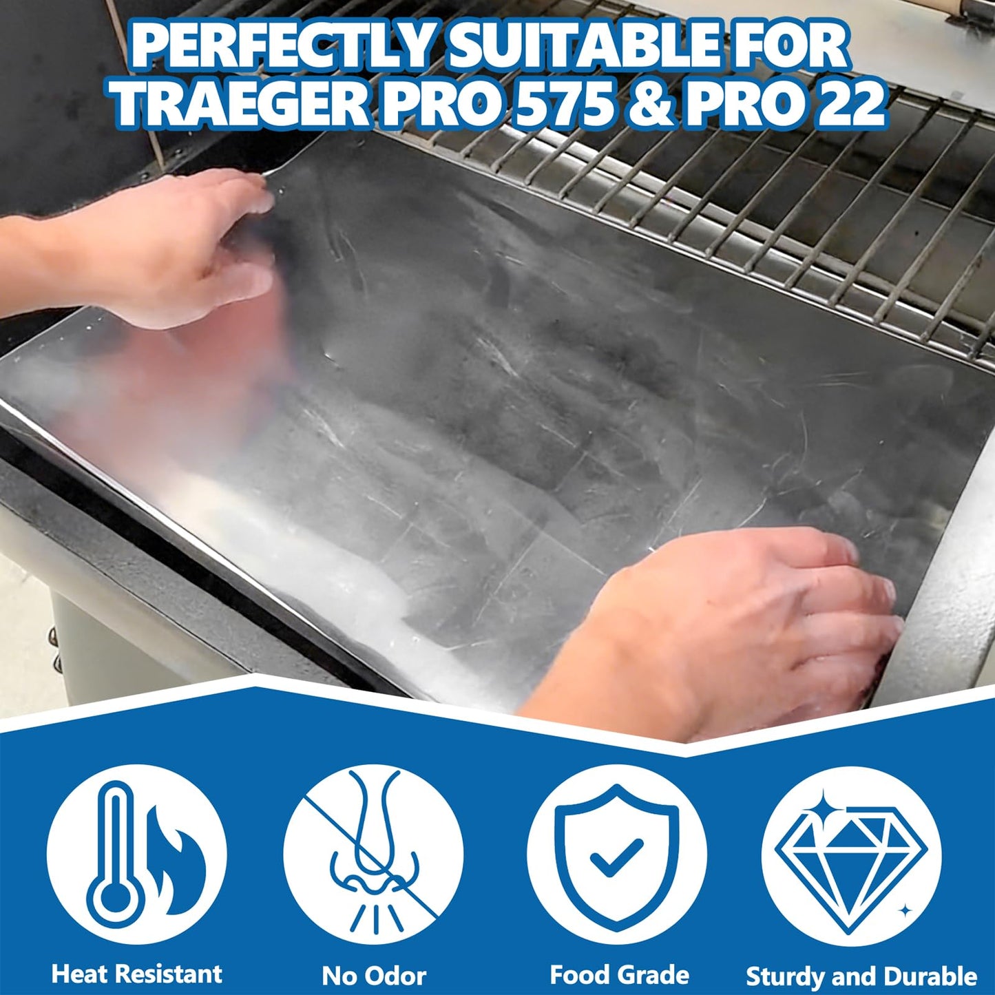 SafBbcue BAC507 Drip Tray Liner Replacement for Traeger Pro 22&Pro 575, 22 X 16 Inch, Portable and Foldable, Disposable Aluminum Grill Tray for Collecting Grease, 15 Pack