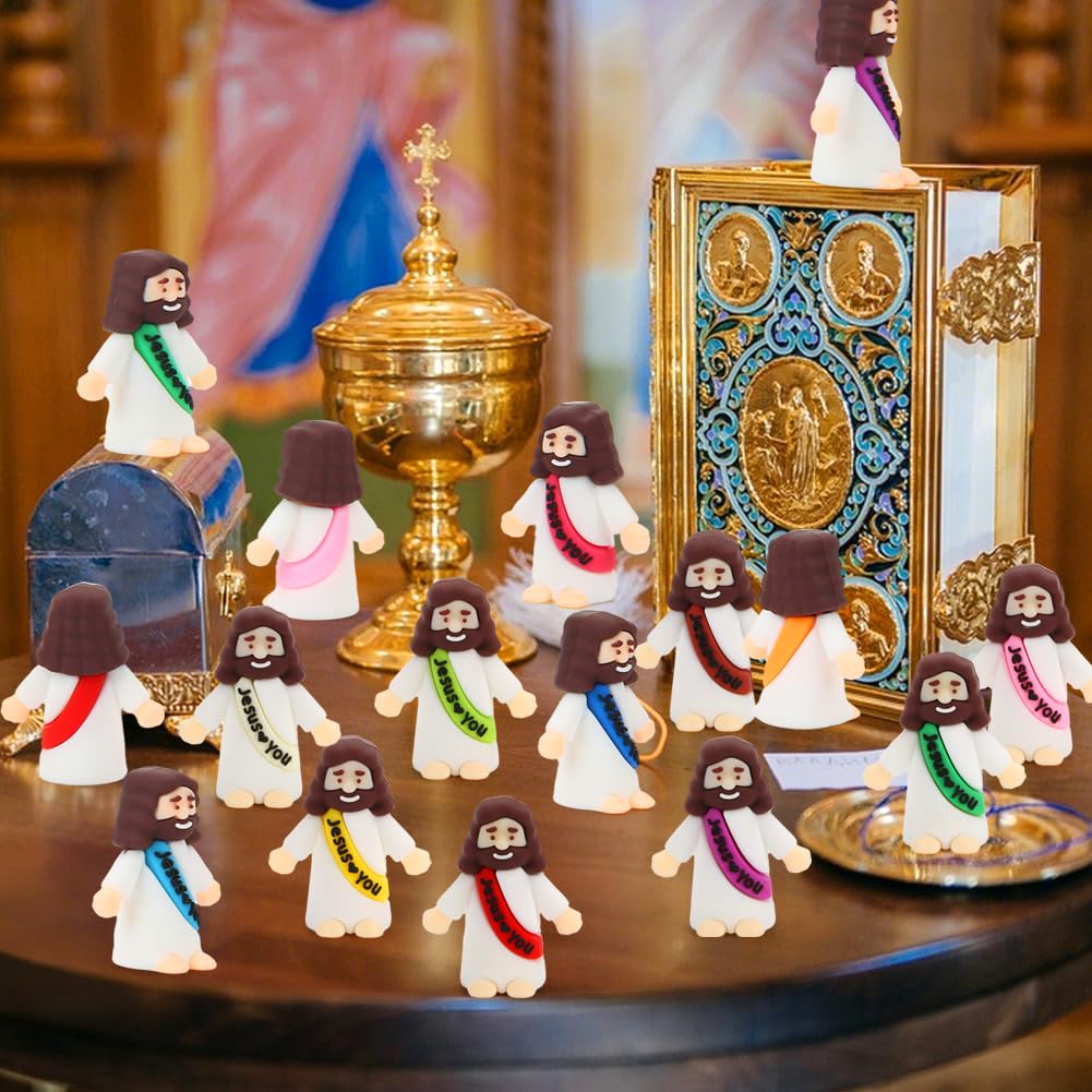 80 Pcs Mini Jesus Little Figures to Hide in Bulk and Pocket Seek Religious
