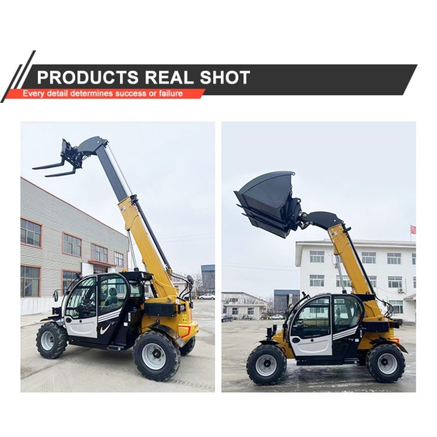 3 Ton Telescopic Handler Forklift 17m – Rough Terrain Telehandler with Bucket & Forks, Boom Lift Loader 4x4 Telescopic Forklift for Construction & Agriculture