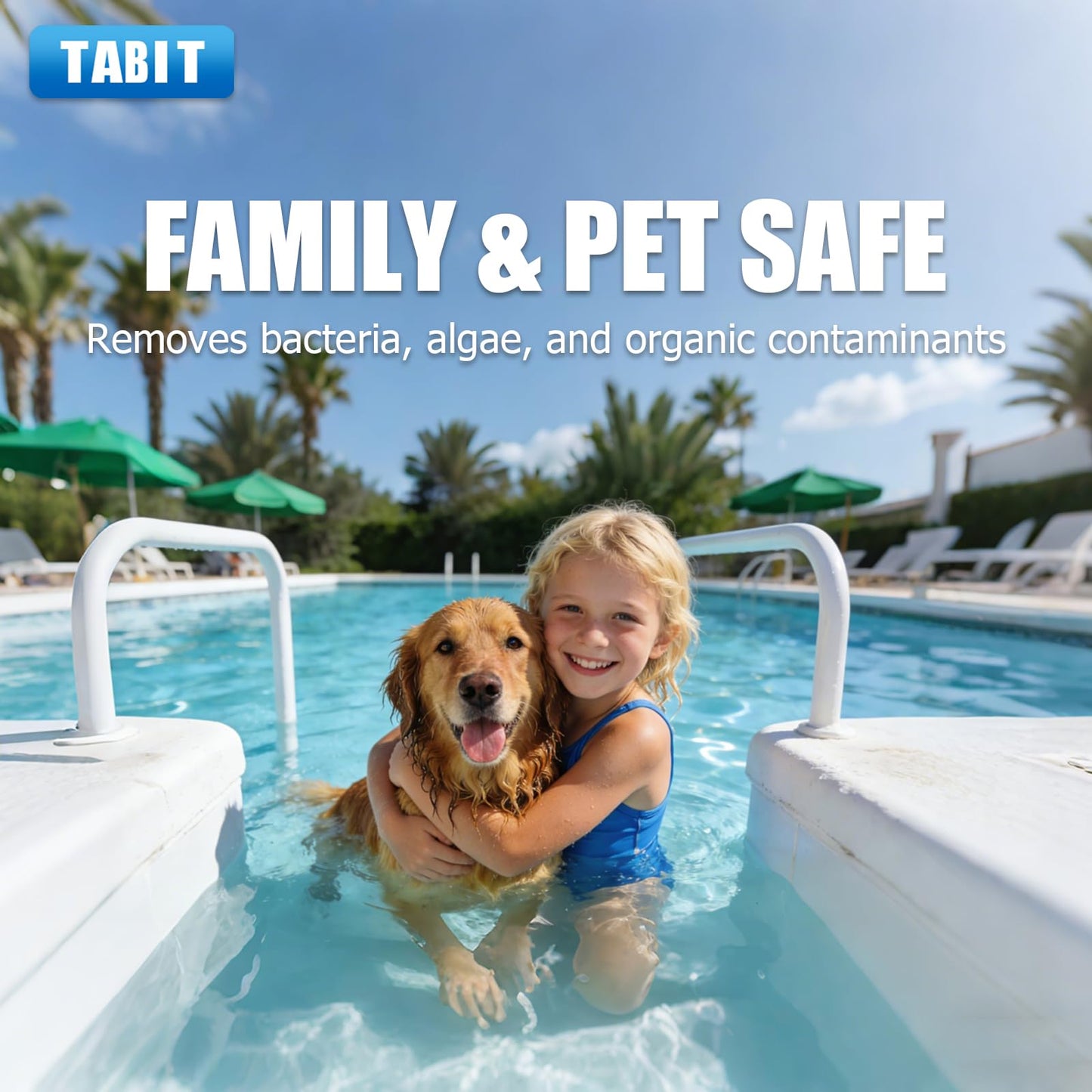 Chlorine Tablets 3 inch 25 Pounds, TABIT Swimming Pool Long Lasting Chlorinating Tablets, Slow Dissolving, Tri-Chlor for Swim Pool, Hot Tubs, Spa