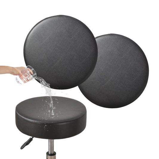 FUANGUI Bar Stool Covers Round Set of 2, Waterproof PU Slipcover