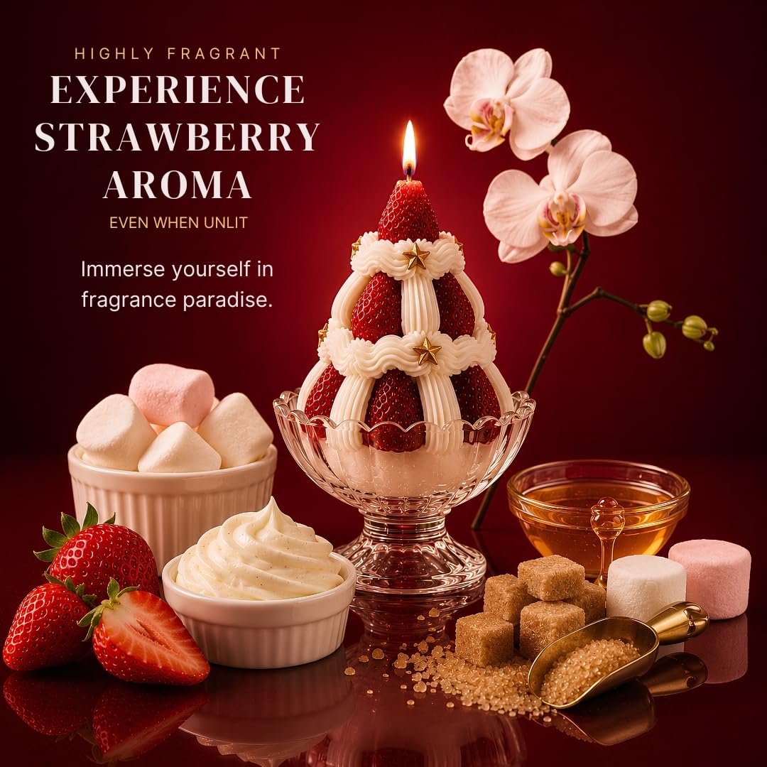 Strawberry Dessert Candle, Novelty Candle, Aesthetic Home Decor Gift