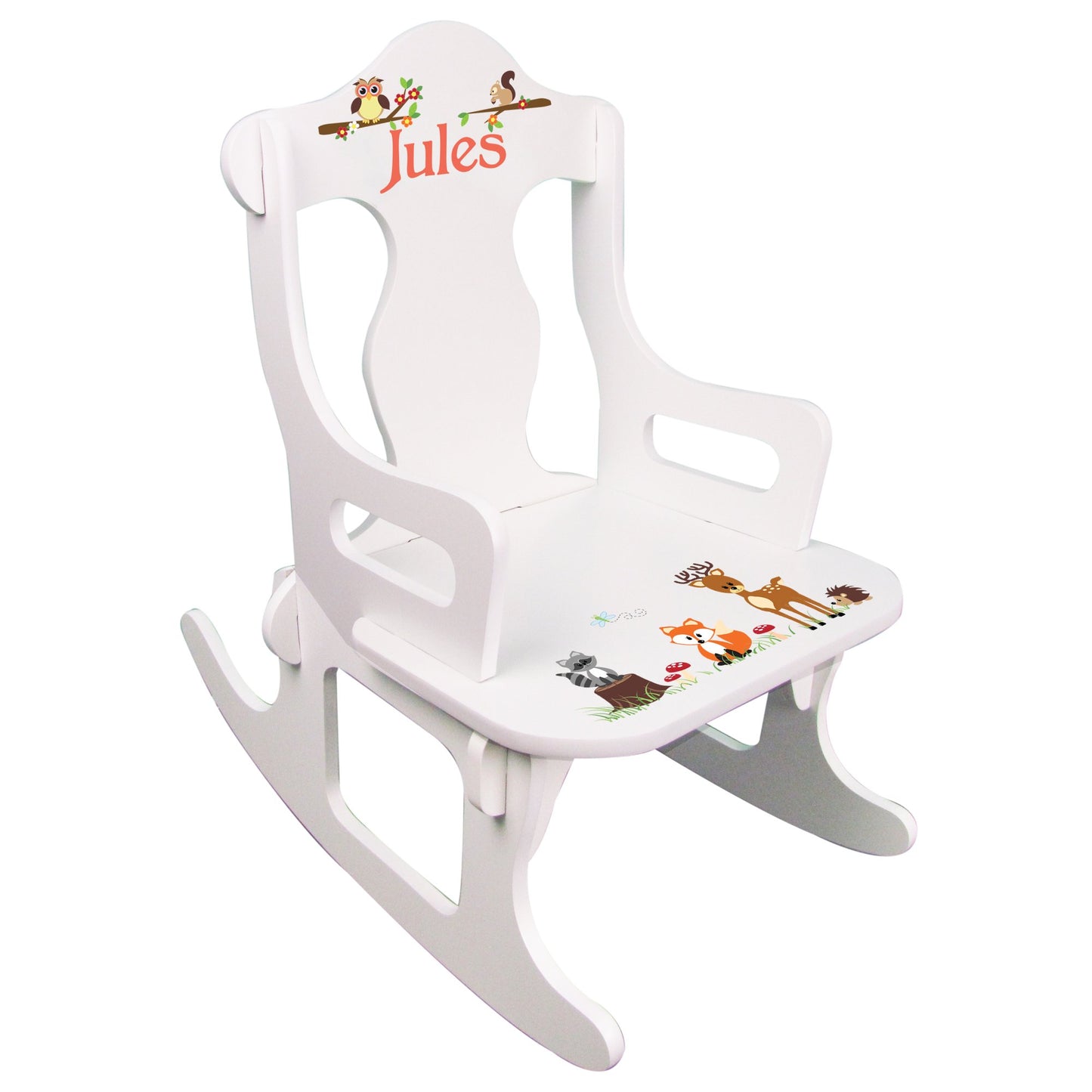 My Bambino Personalized Wooden Rocking Chair for Kids | Toddler Boys Rocking Chair Puzzle Rocker (Woodland) | Custom Name Toddler Chair | Baby Shower & Birthday Gift