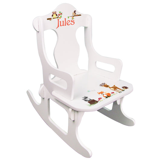 My Bambino Personalized Wooden Rocking Chair for Kids | Toddler Boys Rocking Chair Puzzle Rocker (Woodland) | Custom Name Toddler Chair | Baby Shower & Birthday Gift