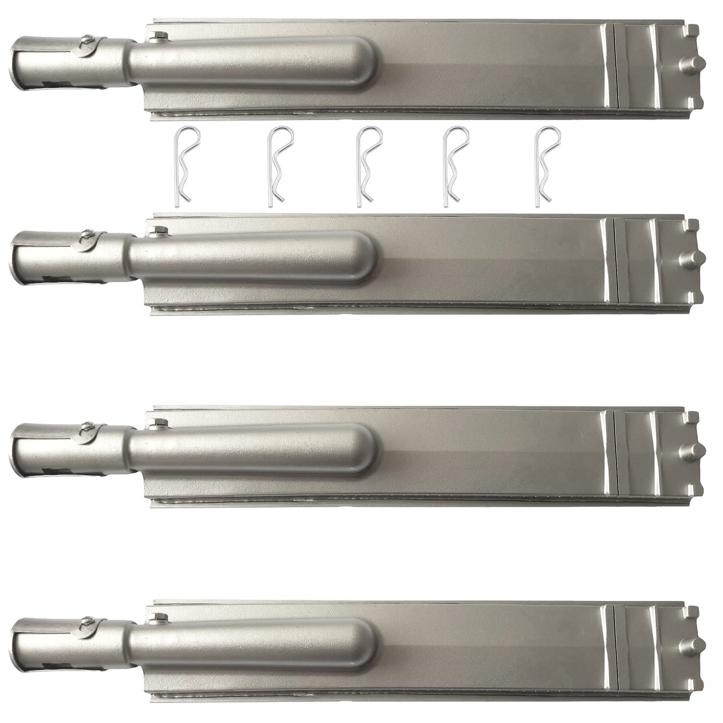 4 Pack Heavy Duty Cast Stainless Steel Grill Burner for Bull, Grill Replacement Parts for Bull, Cal Flame, Lion, Blaze, Turbo, Beefeater, Thermos, Char Broil, Jenn Air, Nexgrill