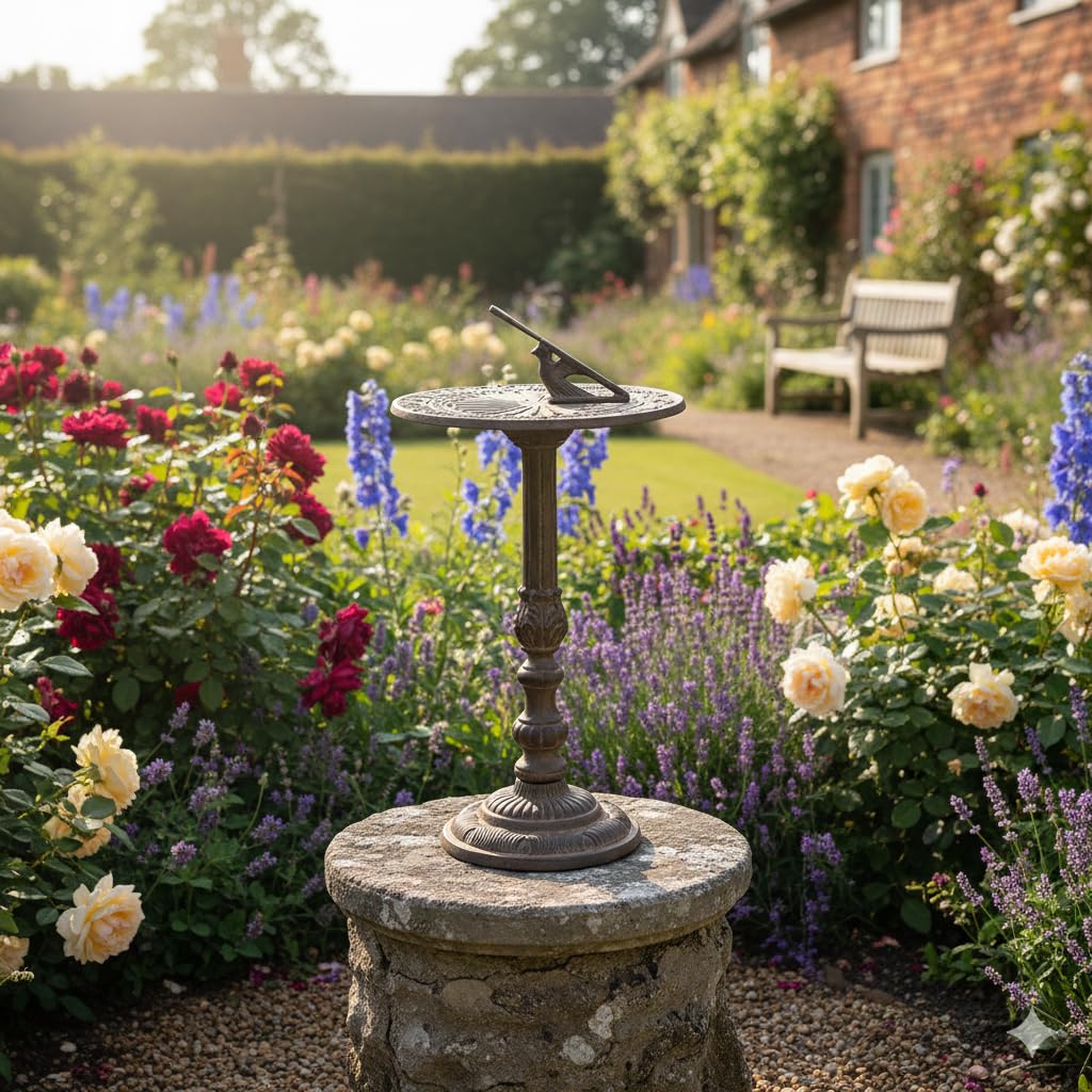 SPI Home Antiqued Cast Iron Sundial 18.5" x 9.5" x 9.5" 8.3 lbs. Cast Iron