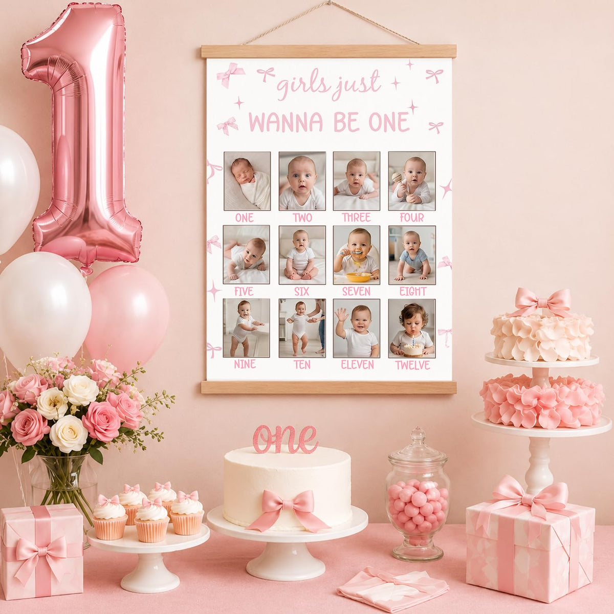 Wanna Be One Birthday Decorations Bow My First Year Birthday Board